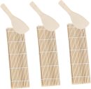 6 Sets 6pcs Square Sushi Mat Set Bamboo Sushi Maker Rolling Mats Rice Paddles