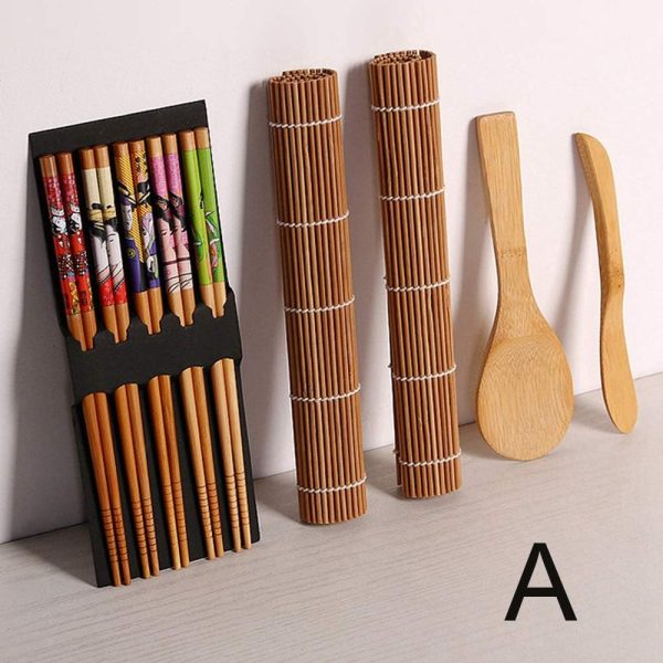 9PCS/set Sushi Making Kit,Bamboo Sushi Mat,DIY Bamboo Sushi Maker Set Sushi Curtain Rice Sushi Making Kits Roll Cooking Tools,Sushi Making Kit(A) - Image 2