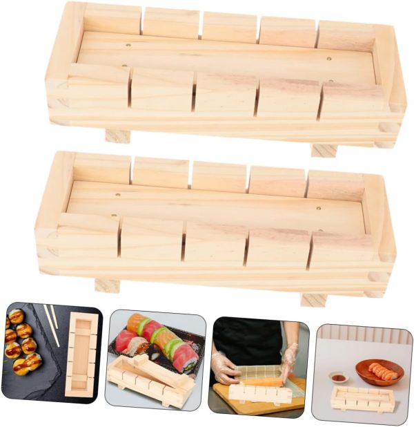 Wooden Sushi Sushi Press Roller Machine Natural Wood Grain Easy to Clean Use - Image 2