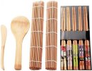 9PCS/set Sushi Making Kit,Bamboo Sushi Mat,DIY Bamboo Sushi Maker Set Sushi Curtain Rice Sushi Making Kits Roll Cooking Tools,Sushi Making Kit(A)