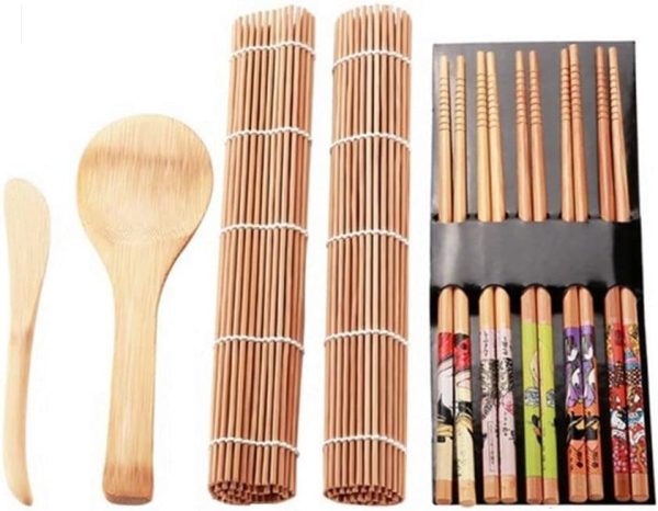 9PCS/set Sushi Making Kit,Bamboo Sushi Mat,DIY Bamboo Sushi Maker Set Sushi Curtain Rice Sushi Making Kits Roll Cooking Tools,Sushi Making Kit(A)