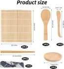 Bamboo Sushi Making Kit for Beginners Include 2 Sushi Rolling Mats,5 Chopsticks,Rice Paddle and 2 Spreaders Set,Natural DIY Sushi Maker Kit for Home Cooking