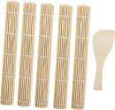 Diy Sushi Mat Set Bamboo Sushi Curtain with Rolling Pad Wrapping Tool for Home Restaurant