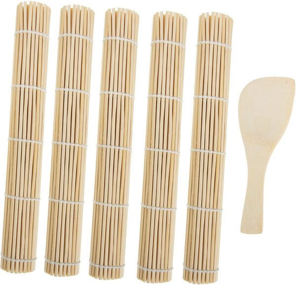 Diy Sushi Mat Set Bamboo Sushi Curtain with Rolling Pad Wrapping Tool for Home Restaurant