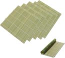 3987, Set of 6 Bamboo Sushi Rolling Mats Sushi Roller Sushi Mat Sushi Maker Kit, Flat and Round Bamboo Mats, 9-1/2 Inches