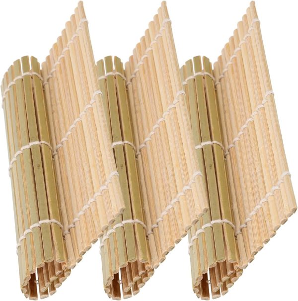 3pcs Bamboo Sushi Rolling Mats - DIY Sushi Making Kit for Home Use, Shaping & Molding Roll 5.51x5.51 Inches, Non-Stick and Easy to Use