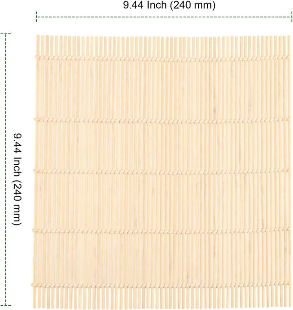 25 Pack Bamboo Sushi Mat, 9.5 x 9.5 Inch Natural Bamboo Sushi Rolling Mat, Non Stick Sushi Roller Professional Sushi Making Tools for Home Cooking, Sushi Restaurants - Image 2