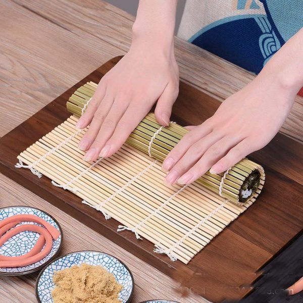 2PCS Bamboo Sushi Mat Maker Dumpling Mat Non-Stick Dumpling Curtain Tray Sushi Rolling Mat Maker for Cooking Dumplings Noodles Sushi (Size : 24 * 24cm) - Image 2