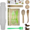 Sushi Making Kit, All in One Bazooka Roller Kit for Beginners Makers, with Bamboo Mats, Sushi Bazooka, Avaocado Slicer, Chopsticks, Sauce Dish, Rice Paddle