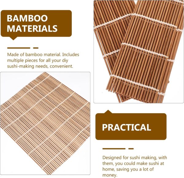 2pcs Bamboo Sushi Mat Bamboo Sushi Rolling Pad Curtain Rolling Pad Making Tools for Kitchen - Image 2
