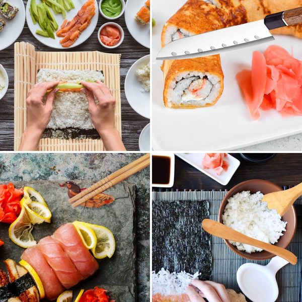 Sushi Making Kit for Beginners, All in One Sushi Maker Set with Sushi Mats Bamboo Roller, Sushi Bazooka, Chopsticks, Paddle, Spreader, Sushi Knife, Chopsticks Holder,  Sushi Kit for Home - Image 2