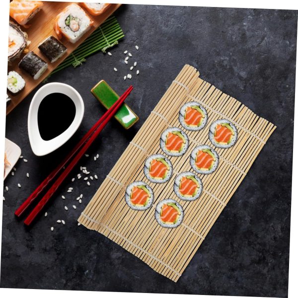 Diy Sushi Mat Set Bamboo Sushi Curtain with Rolling Pad Wrapping Tool for Home Restaurant - Image 2