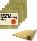 6x Green Bamboo Sushi Rolling Mat Set, Bulk Sushi Roller Mats 9.5", All Natural Bamboo