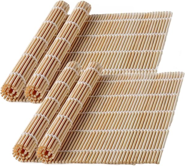 Bamboo Sushi Rolling Mat, Sushi Roller, Sushi Maker, Bamboo Mat For Sushi Roll- 4 PCS