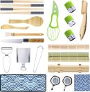 Sushi Making Kit for Beginners and Culinarian -23 Pieces Sushi Maker Kit with Sushi Roller Bamboo Mat Bazooka Mold Chopsticks Slicer Spreader Knife Dipping Plate