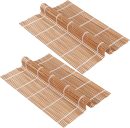 24cm Sushi Bamboo Rolling Mats Set of 2 Carbonized Bamboo Mats for Sushi Prepping