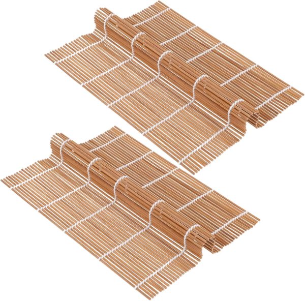 24cm Sushi Bamboo Rolling Mats Set of 2 Carbonized Bamboo Mats for Sushi Prepping