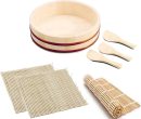 , Sushi Making Kit Rice Mixing Bowl Tub Japanese  x1, Bamboo Sushi Rolling Mat Roller x3, Rice Paddle Scoop x3