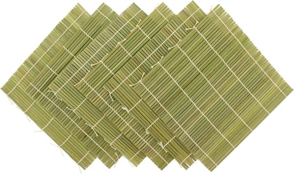 6x Green Bamboo Sushi Rolling Mat Set, Bulk Sushi Roller Mats 9.5", All Natural Bamboo - Image 2